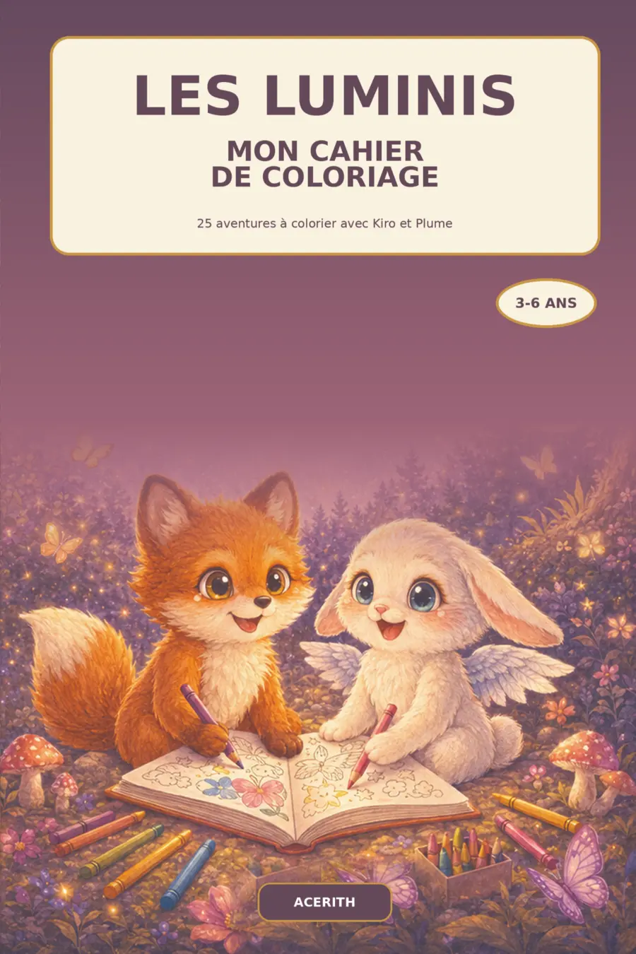 Couverture française du cahier de coloriage Les Luminis