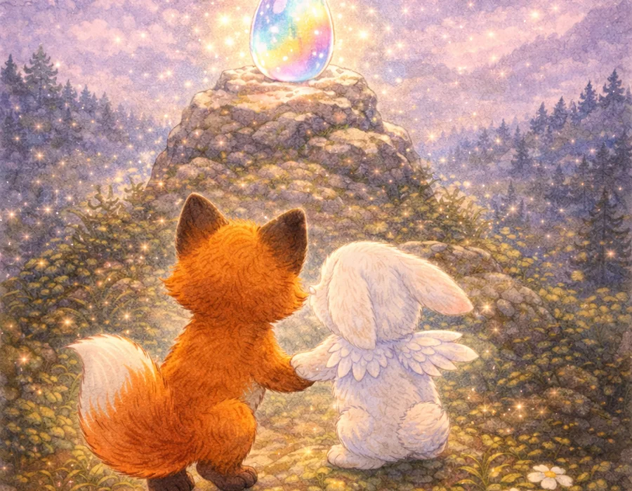 Kiro et Plume devant la Pierre de Lune
